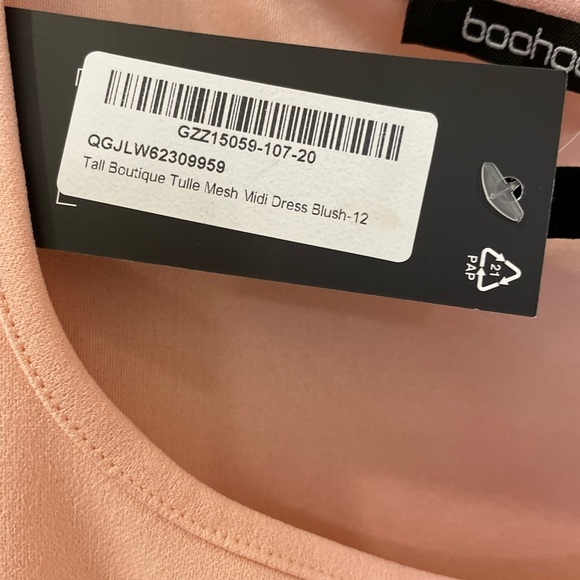 Boohoo Tall Boutique Tulle Mesh Midi Dress, Size 8 Tall, Blush, Pink and… - Picture 5 of 8